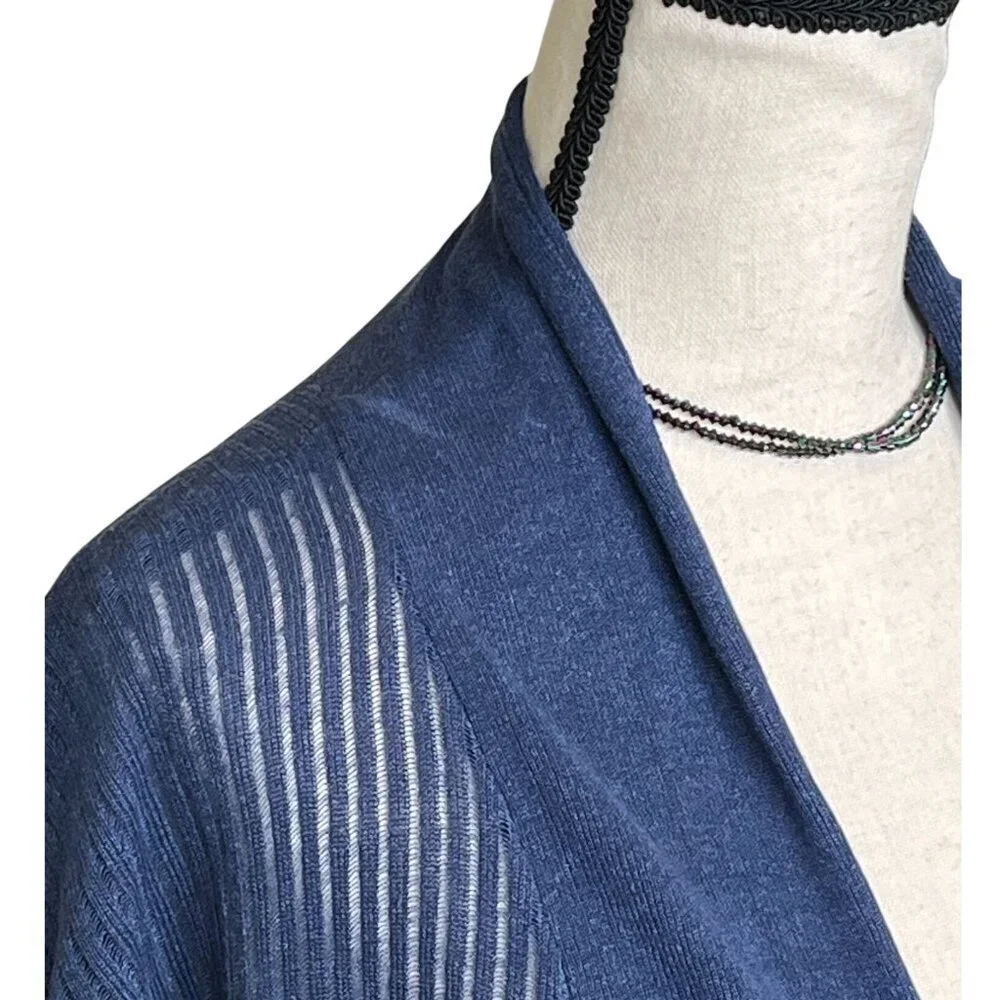 Alice + Olivia Linen Blend Draped Open Front Cardigan Blue Size Large